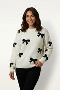 Knitted Sweater With Bow-sweaters > knitted sweater-Laventaire-Laventaire