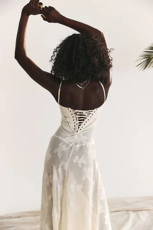 Lace Floral Maxi Dress-dresses > maxi dress-Laventaire-Laventaire