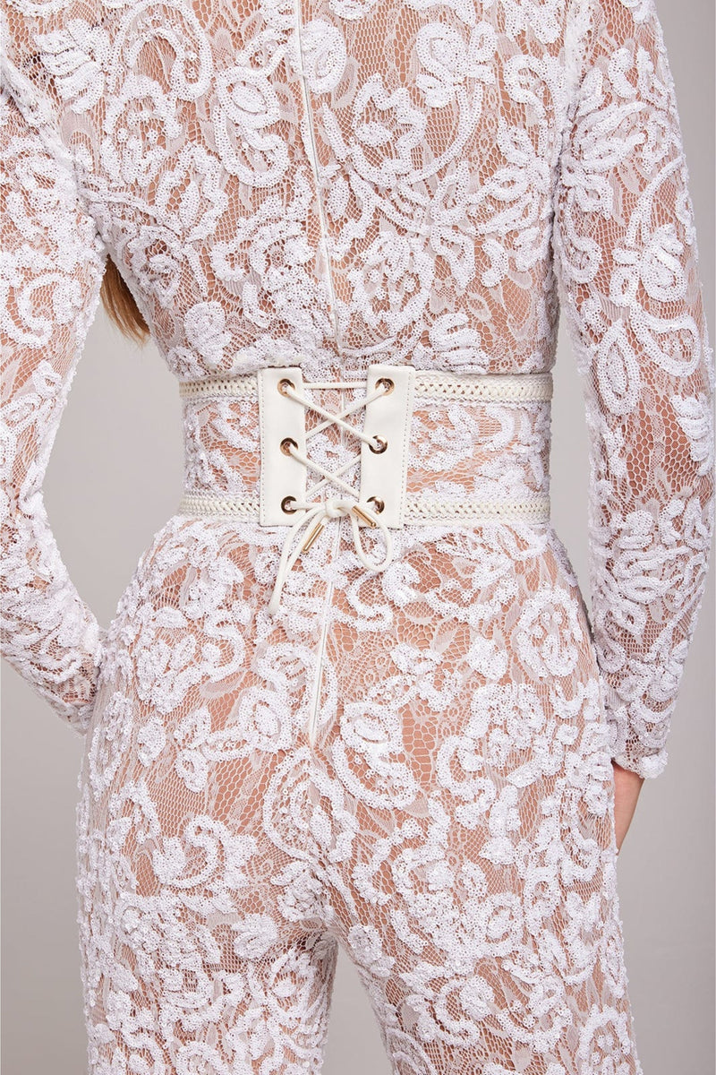 Lace Full-Length Jumpsuit-jumpsuits > full-length jumpsuit-Laventaire-Laventaire