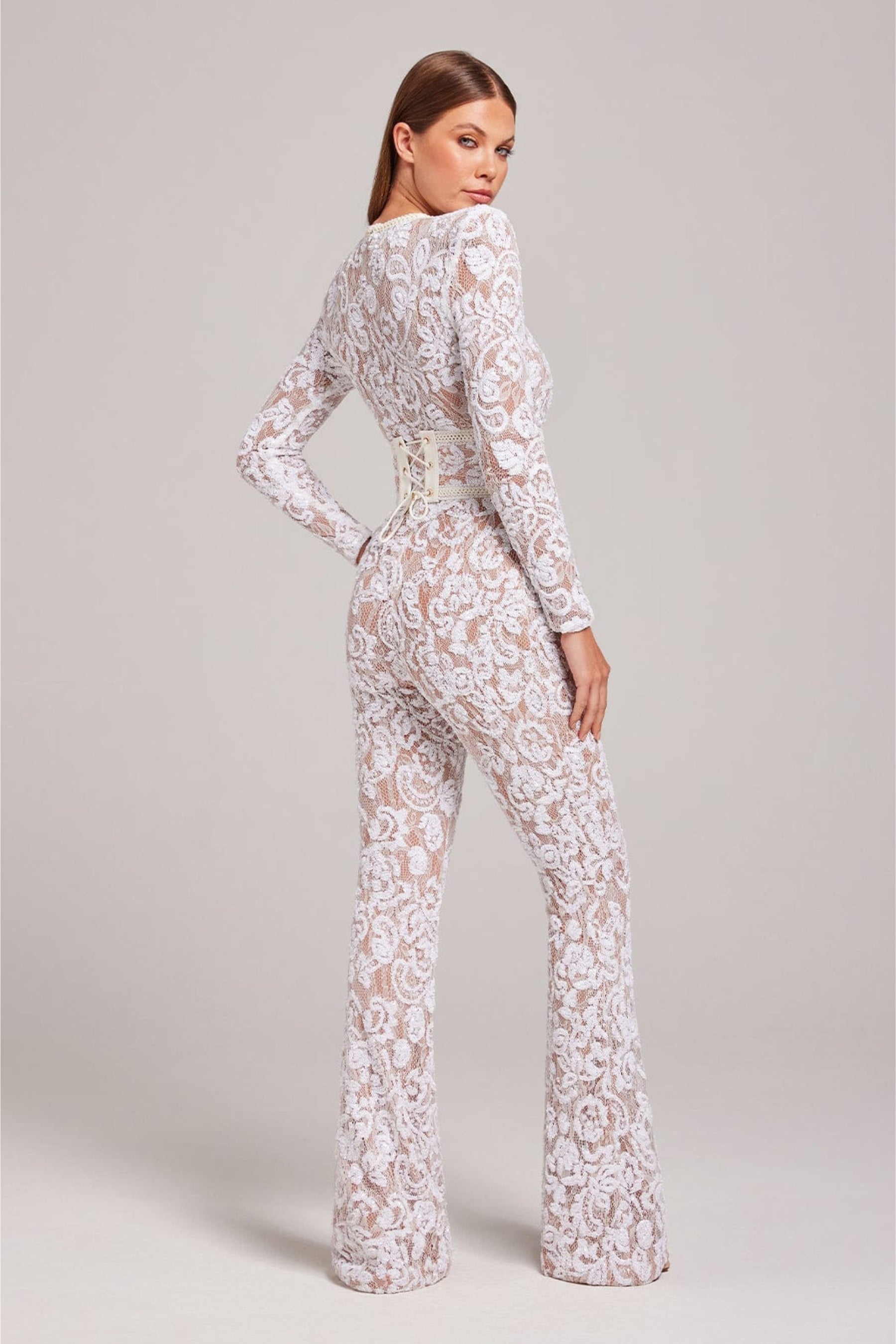 Lace Full-Length Jumpsuit-jumpsuits > full-length jumpsuit-Laventaire-Laventaire