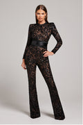 Lace Full-Length Jumpsuit-jumpsuits > full-length jumpsuit-Laventaire-Black-S-Laventaire
