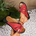 Lace Open Toe Sandals-footwear > sandals > open toe sandals-Laventaire-Red-36-Laventaire