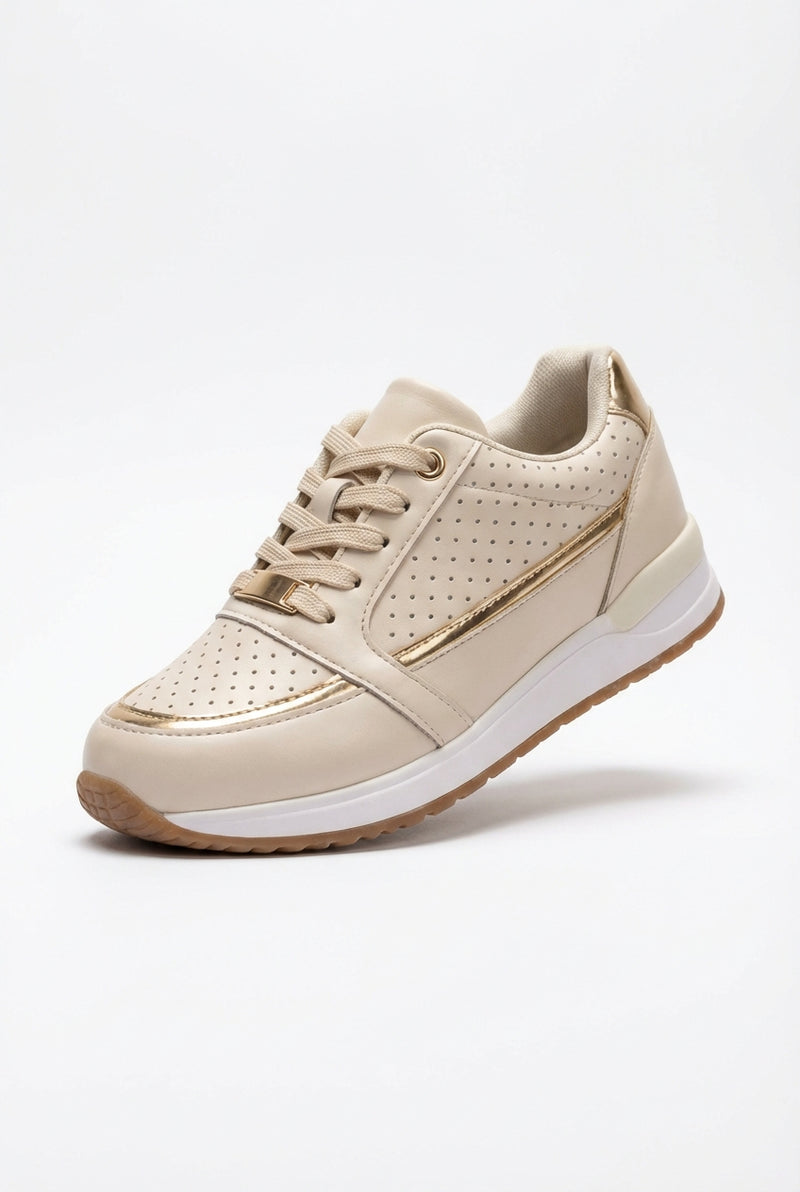 Lace Up Walking Sneakers-footwear > sneakers > walking sneakers-Laventaire-Beige-35-Laventaire