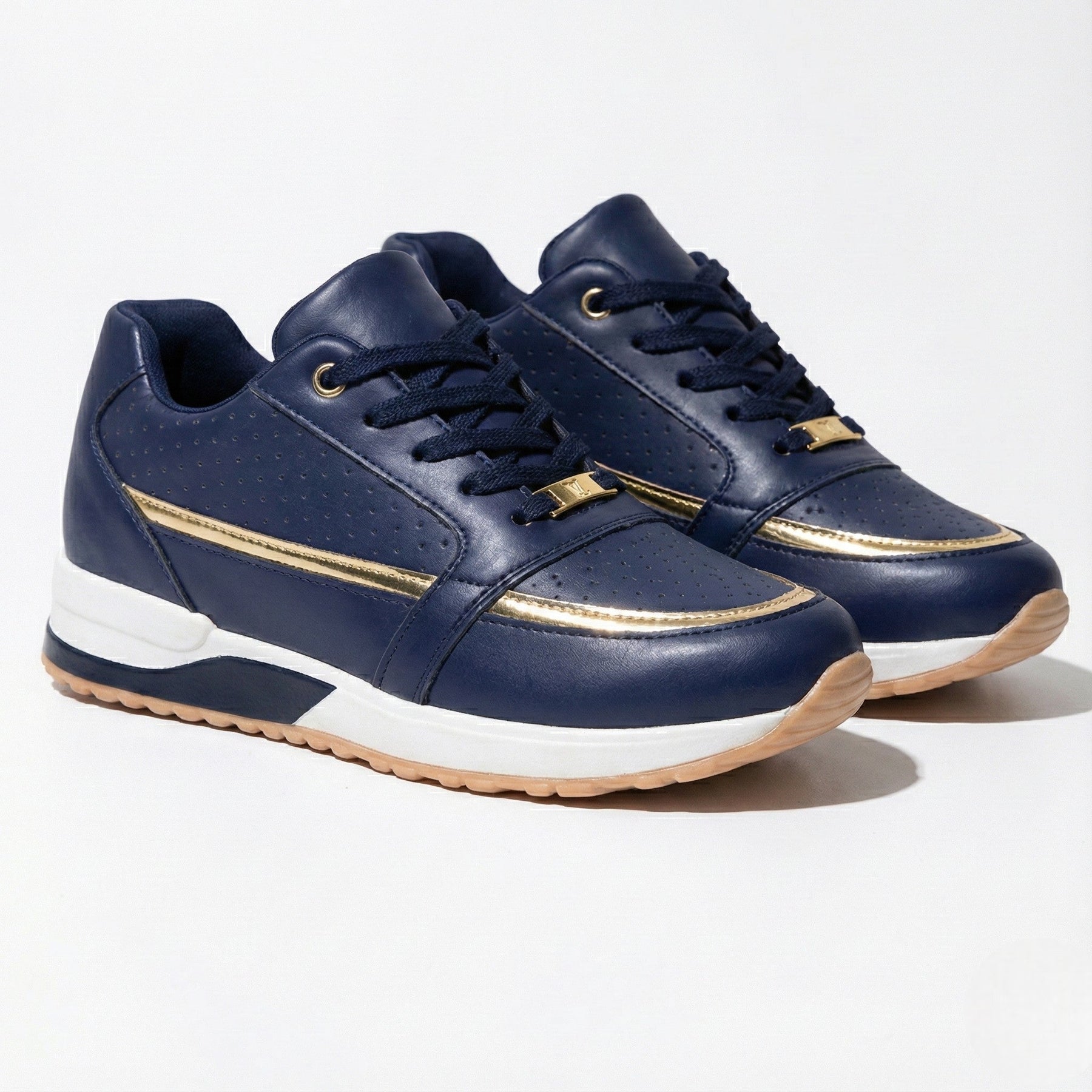 Lace Up Walking Sneakers-footwear > sneakers > walking sneakers-Laventaire-Navy Blue-35-Laventaire