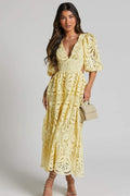 Lace Wedding Guest Dress-dresses > lace dress-Laventaire-Laventaire