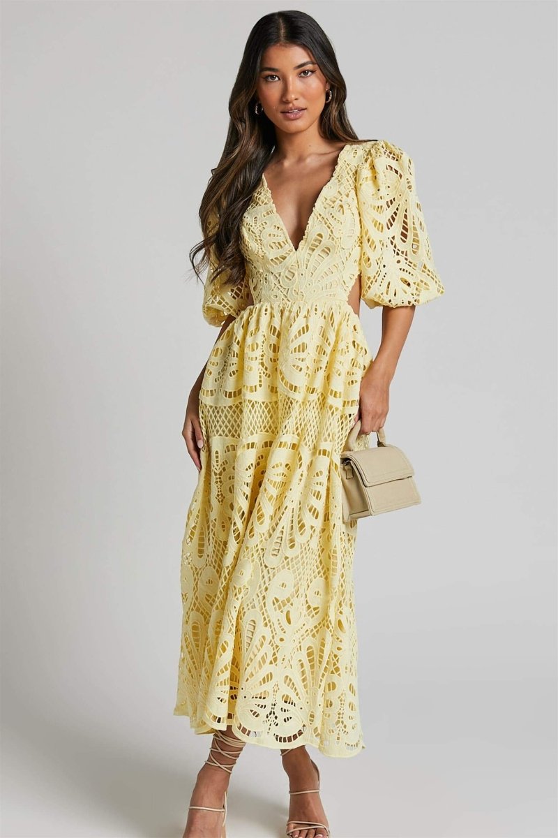 Lace Wedding Guest Dress-dresses > lace dress-Laventaire-Laventaire