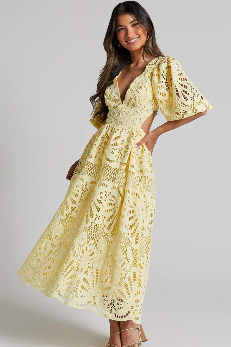 Lace Wedding Guest Dress-dresses > lace dress-Laventaire-Laventaire