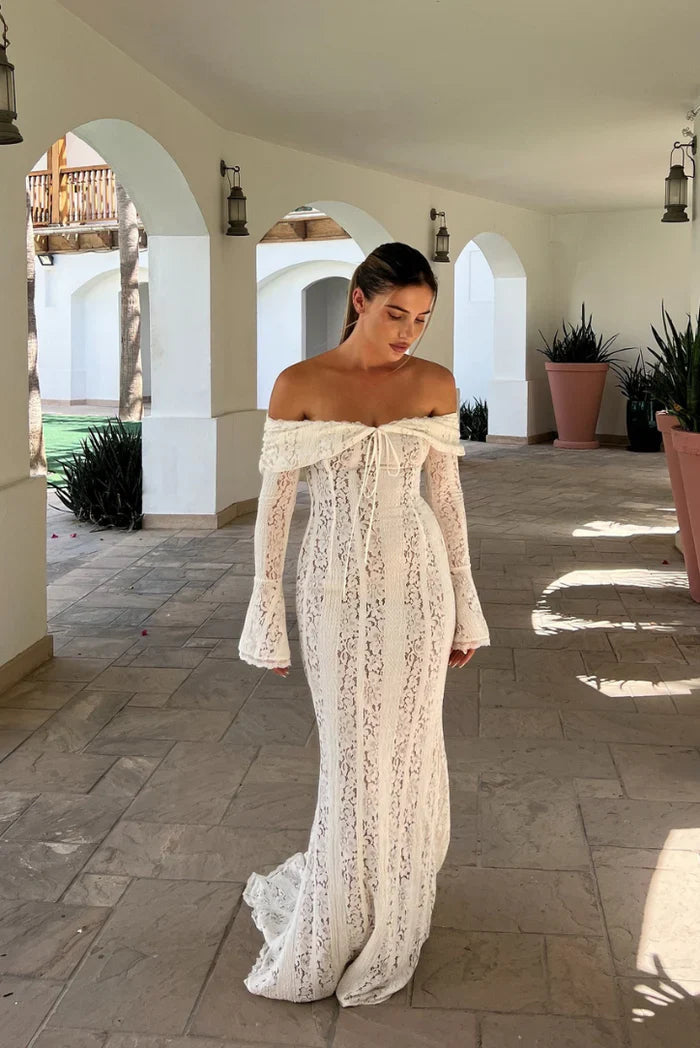 Lace White Maxi Dress-dresses > maxi dress-Laventaire-Laventaire