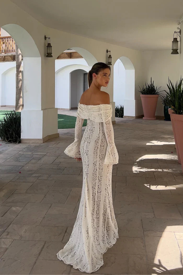 Lace White Maxi Dress-dresses > maxi dress-Laventaire-Laventaire