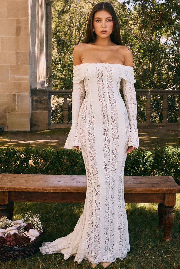 Lace White Maxi Dress-dresses > maxi dress-Laventaire-Laventaire