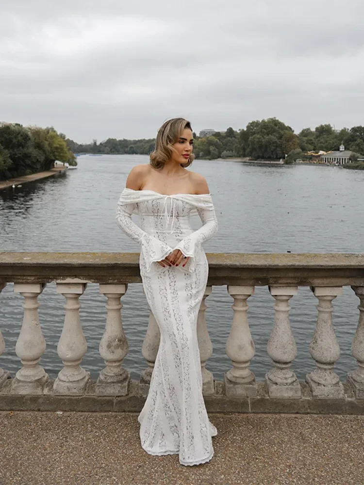 Lace White Maxi Dress-dresses > maxi dress-Laventaire-Laventaire