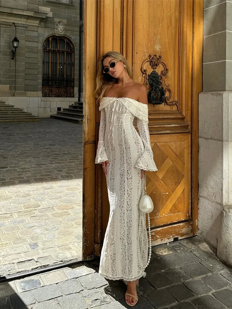 Lace White Maxi Dress-dresses > maxi dress-Laventaire-Laventaire