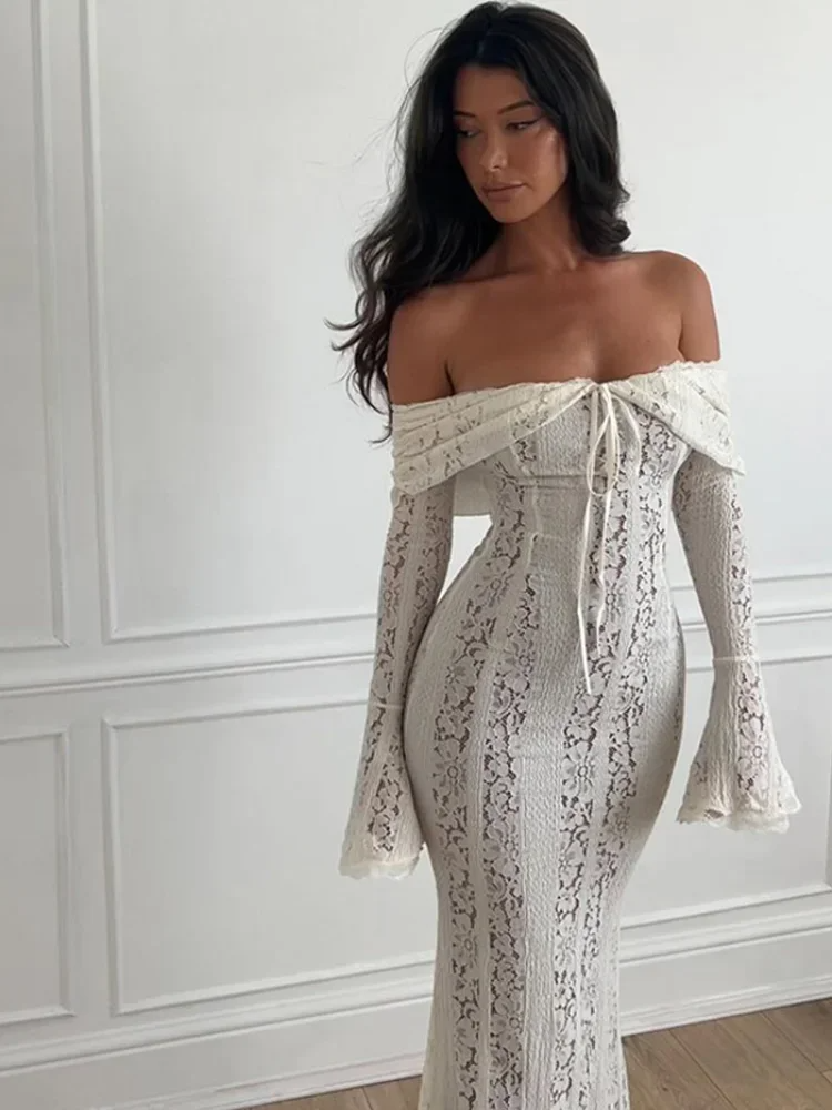Lace White Maxi Dress-dresses > maxi dress-Laventaire-Laventaire