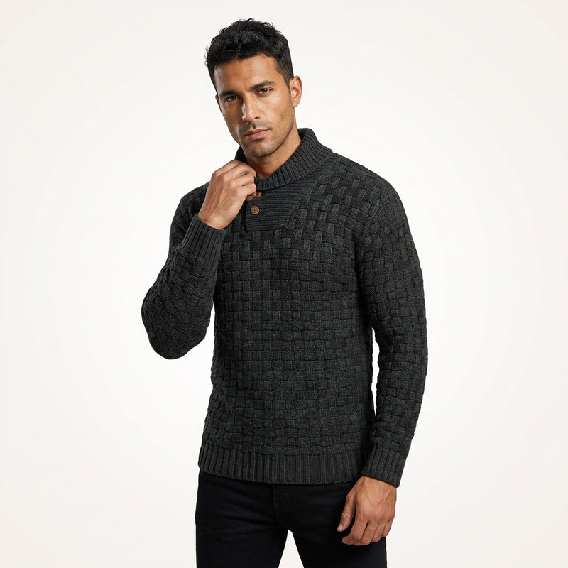 Lapel Casual Sweater-sweaters > lapel sweater-Laventaire-Black-S-Laventaire