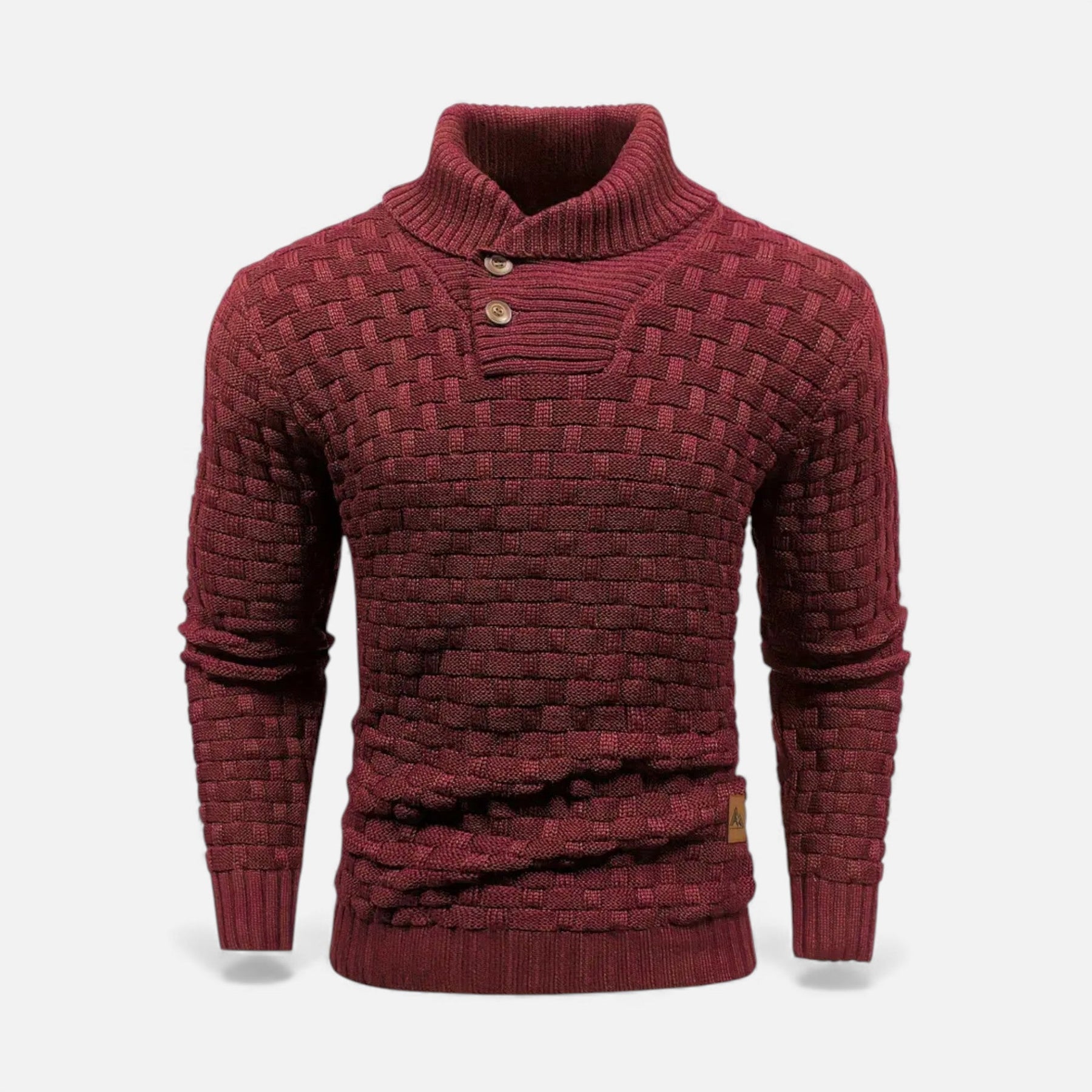 Lapel Casual Sweater-sweaters > lapel sweater-Laventaire-Burgundy-S-Laventaire