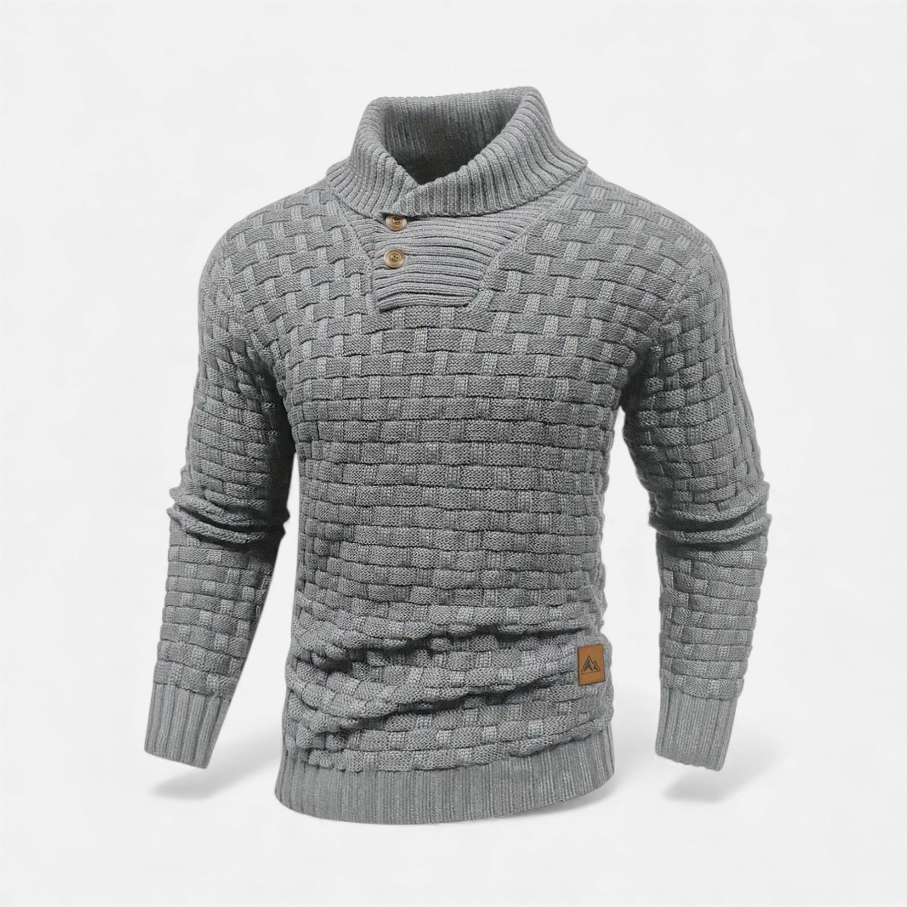 Lapel Casual Sweater-sweaters > lapel sweater-Laventaire-Gray-S-Laventaire