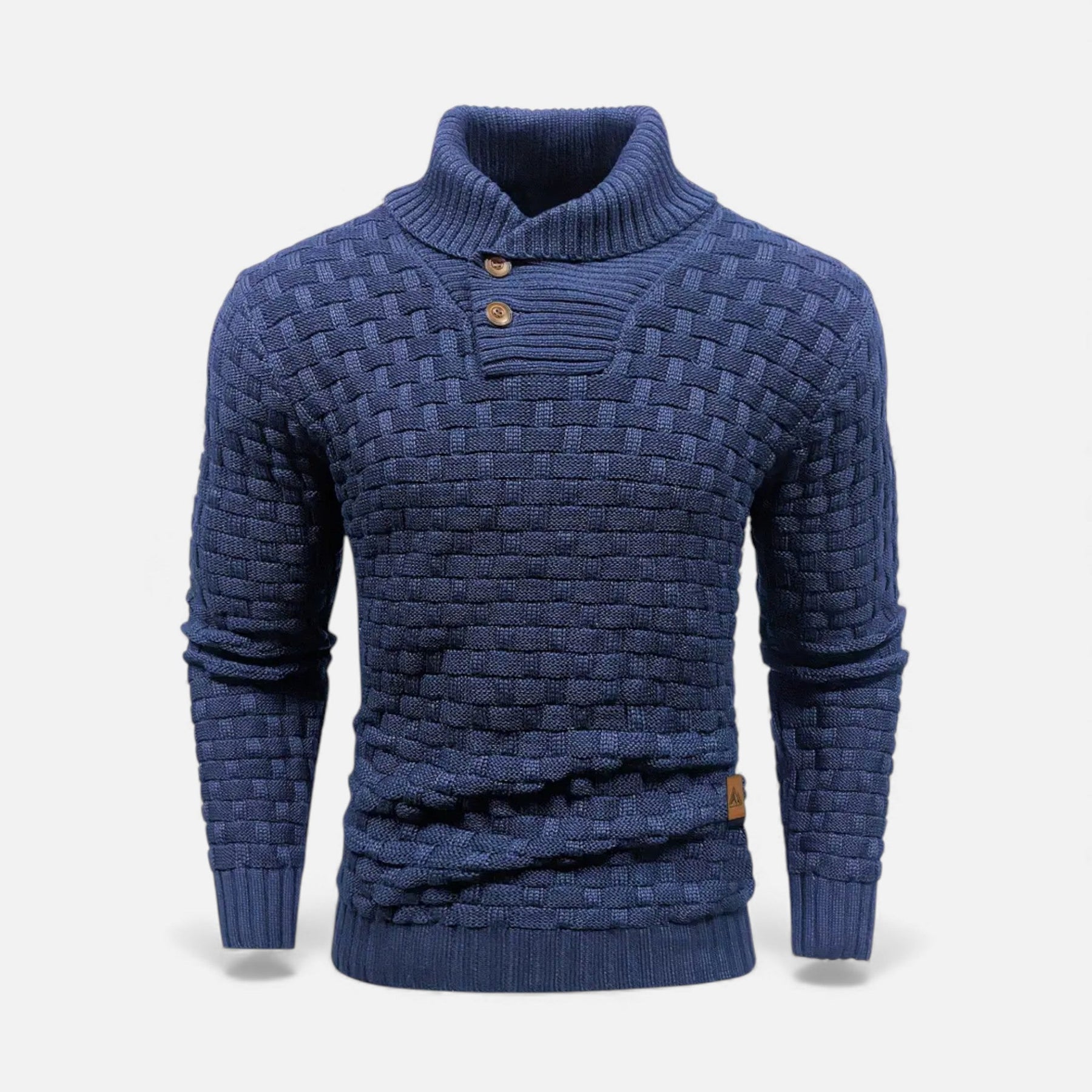 Lapel Casual Sweater-sweaters > lapel sweater-Laventaire-Navy Blue-S-Laventaire