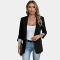 Lapel Collar Slim Fit Blazer-blazers > lapel collar blazer-Laventaire-Black-S-Laventaire