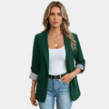 Lapel Collar Slim Fit Blazer-blazers > lapel collar blazer-Laventaire-Dark Green-S-Laventaire