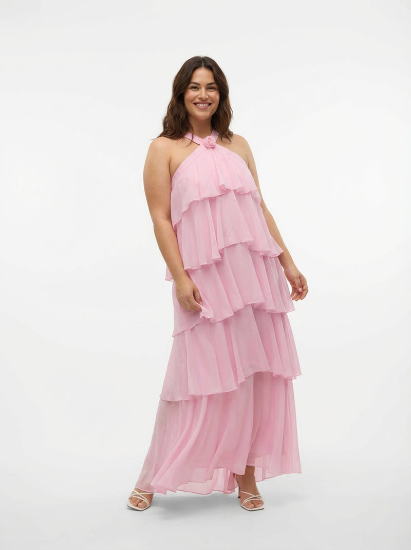 Layered Maxi Dress-dresses > maxi dress-Laventaire-Blush Pink-S-Laventaire