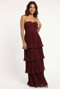 Layered Strapless Dress-dresses > formal dress-Laventaire-Burgundy-S-Laventaire