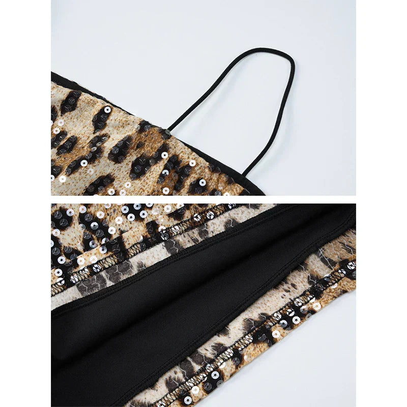Leopard Sequin Mini Dress-dresses > mini dress-Laventaire-Laventaire
