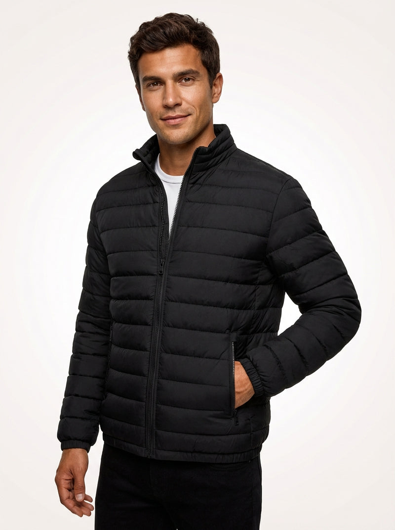 Lightweight Quilted Jacket-outerwear > jackets > quilted jacket-Laventaire-Black-S-Laventaire