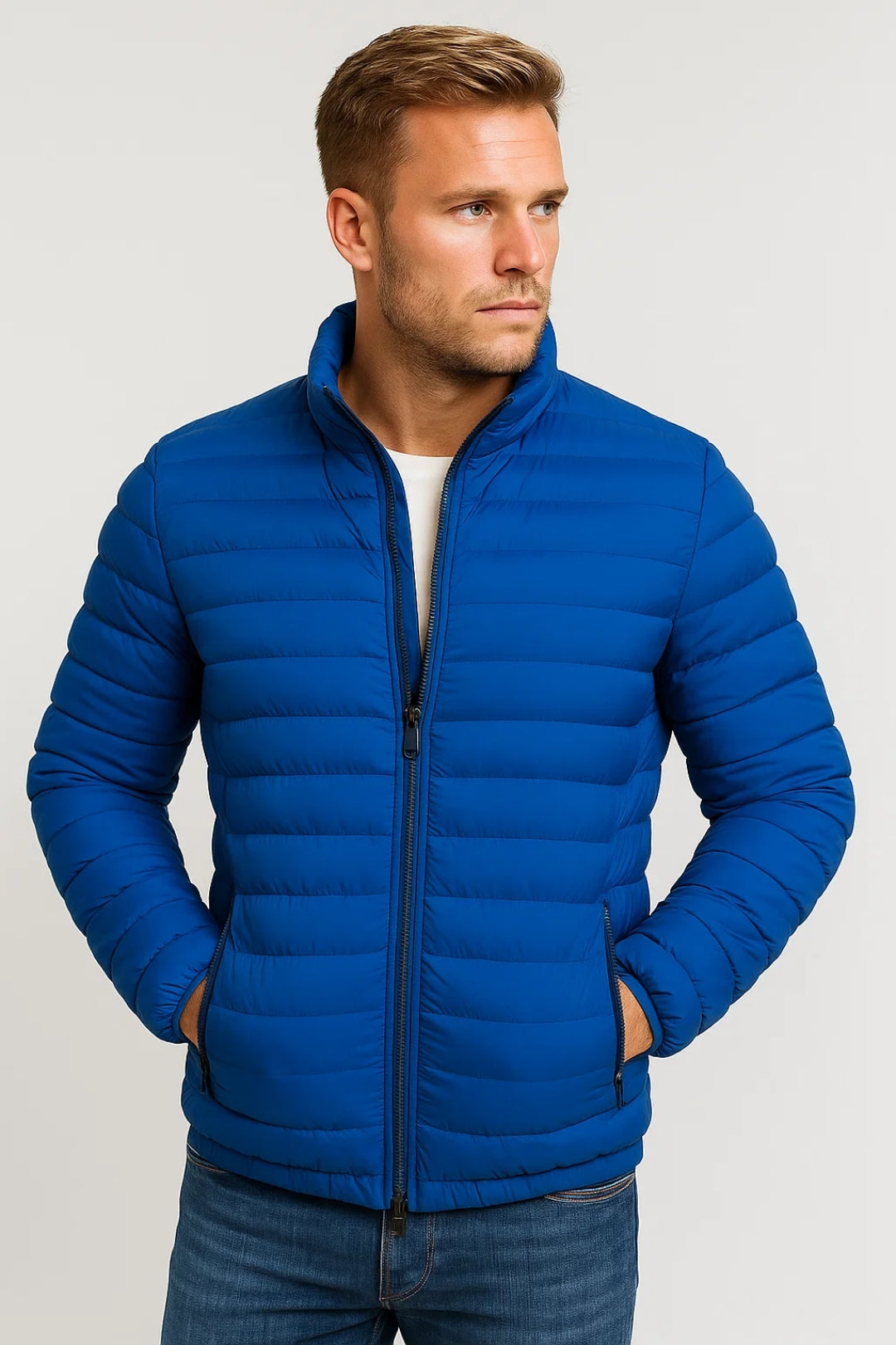 Lightweight Quilted Jacket-outerwear > jackets > quilted jacket-Laventaire-Blue-S-Laventaire