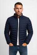 Lightweight Quilted Jacket-outerwear > jackets > quilted jacket-Laventaire-Navy Blue-S-Laventaire