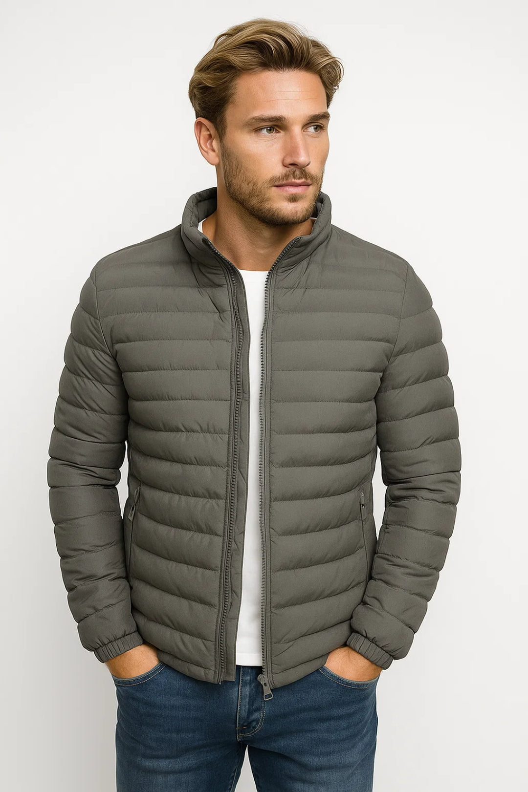 Lightweight Quilted Jacket-outerwear > jackets > quilted jacket-Laventaire-Olive Green-S-Laventaire