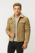Lined Ribbed Jacket-jackets > lined jacket-Laventaire-Beige-S-Laventaire