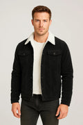 Lined Ribbed Jacket-jackets > lined jacket-Laventaire-Black-S-Laventaire