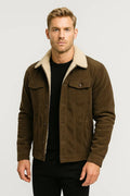 Lined Ribbed Jacket-jackets > lined jacket-Laventaire-Dark Brown-S-Laventaire