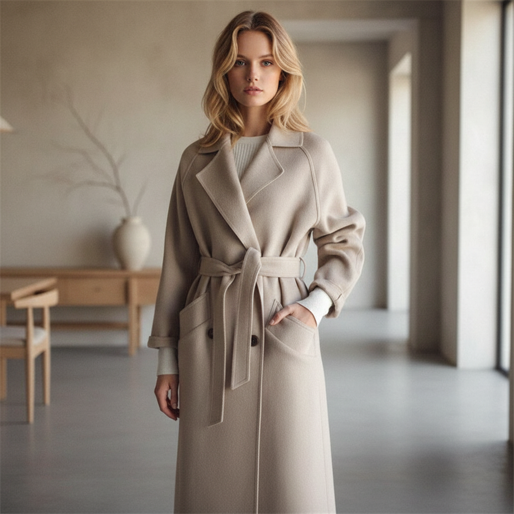 Long Beige Coat-coats > long coat-Laventaire-Laventaire