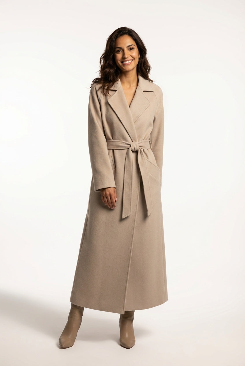 Long Beige Coat-coats > long coat-Laventaire-Beige-S-Laventaire