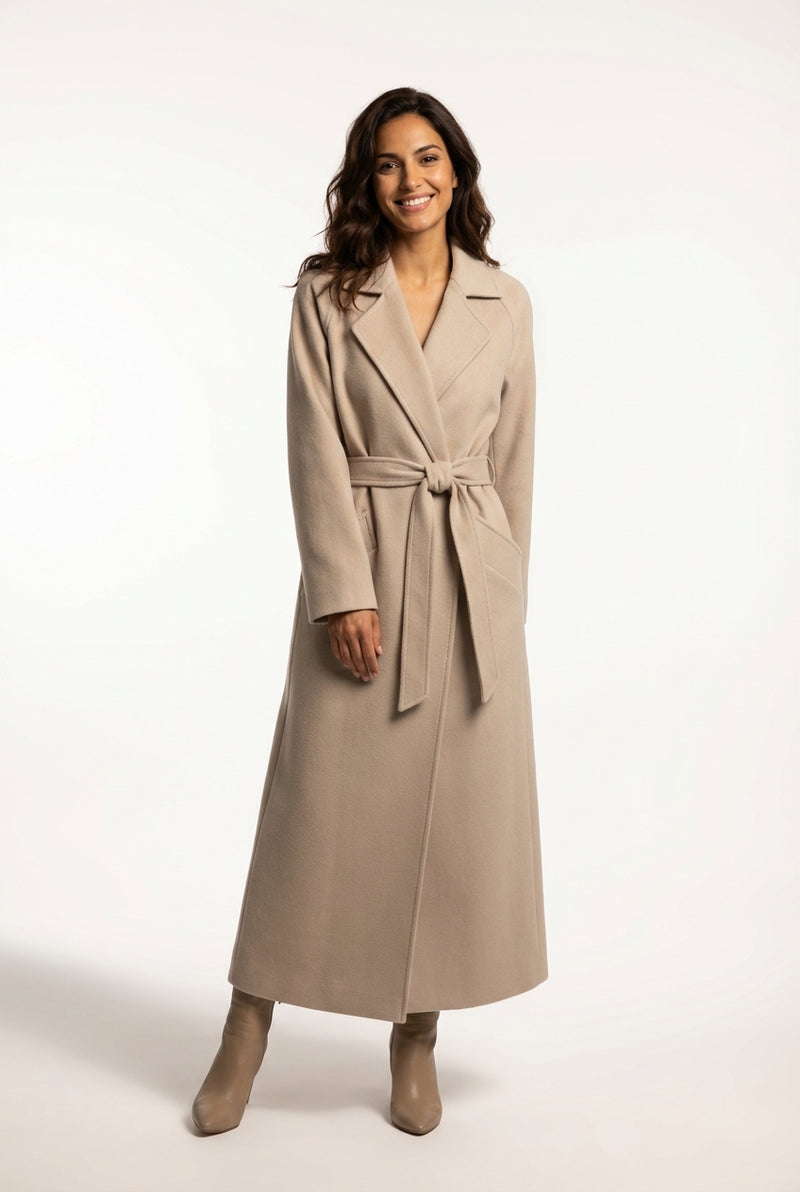Long Beige Coat-coats > long coat-Laventaire-Beige-S-Laventaire