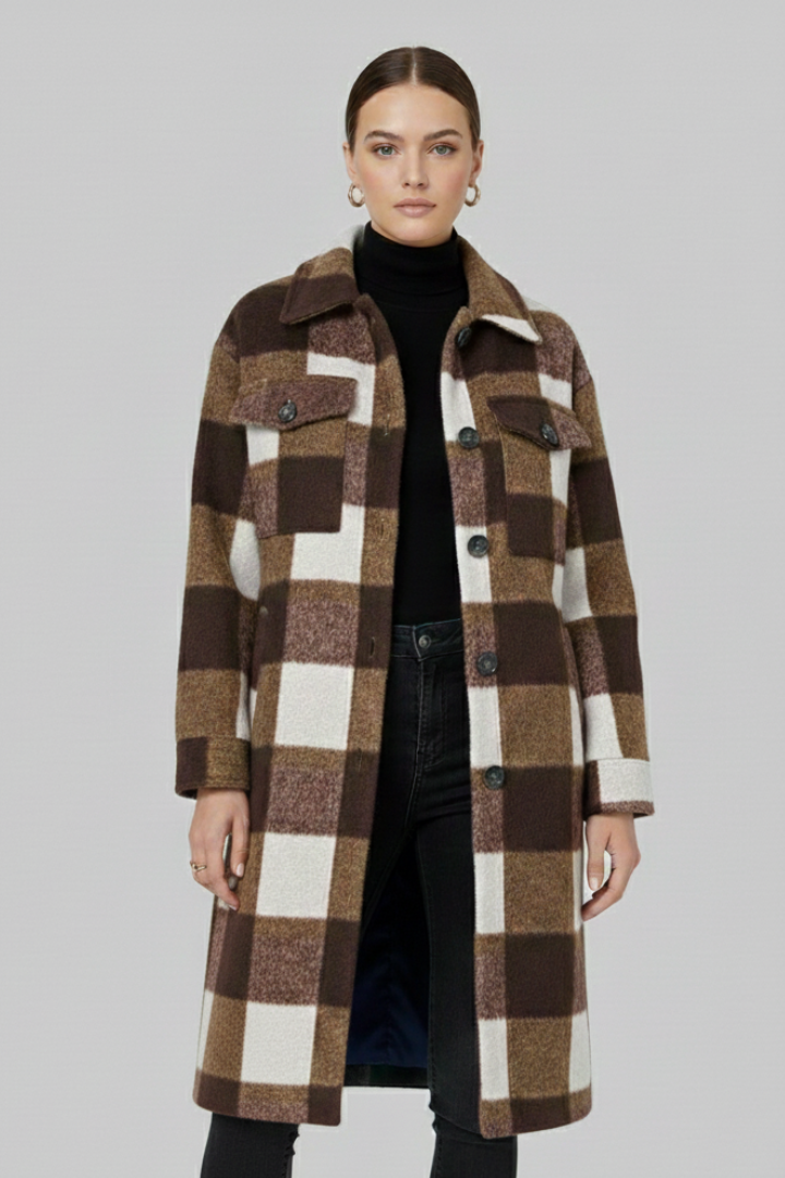 Long Buttoned Coat-coats > long coat-Laventaire-Dark Brown-S-Laventaire