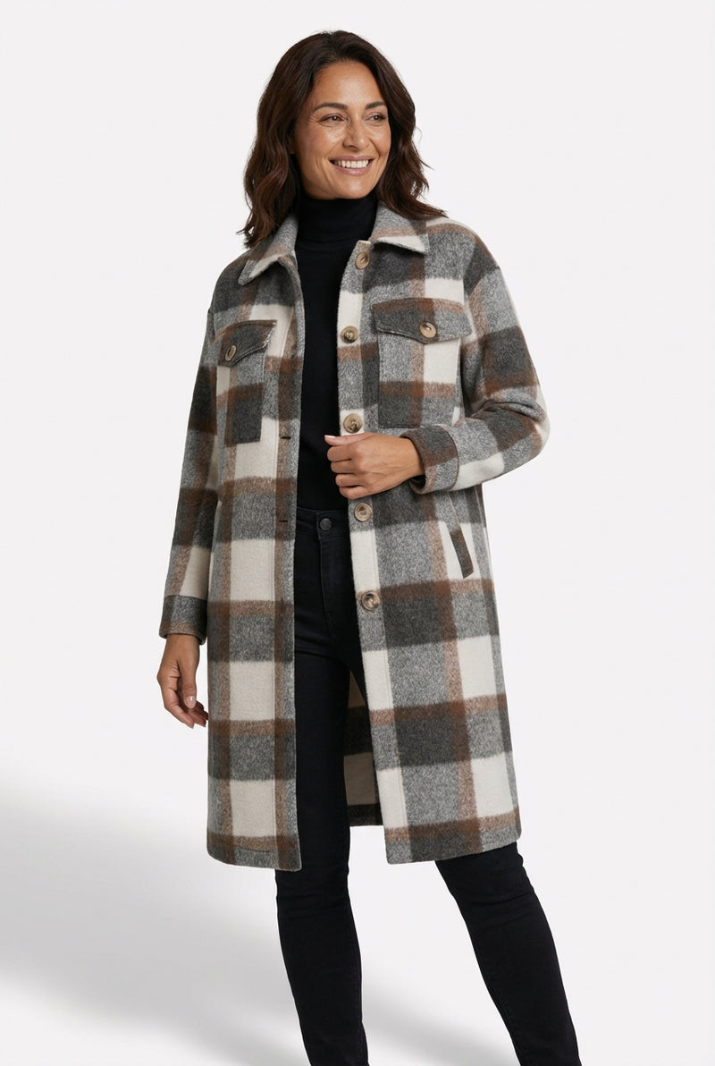 Long Buttoned Coat-coats > long coat-Laventaire-Gray-S-Laventaire