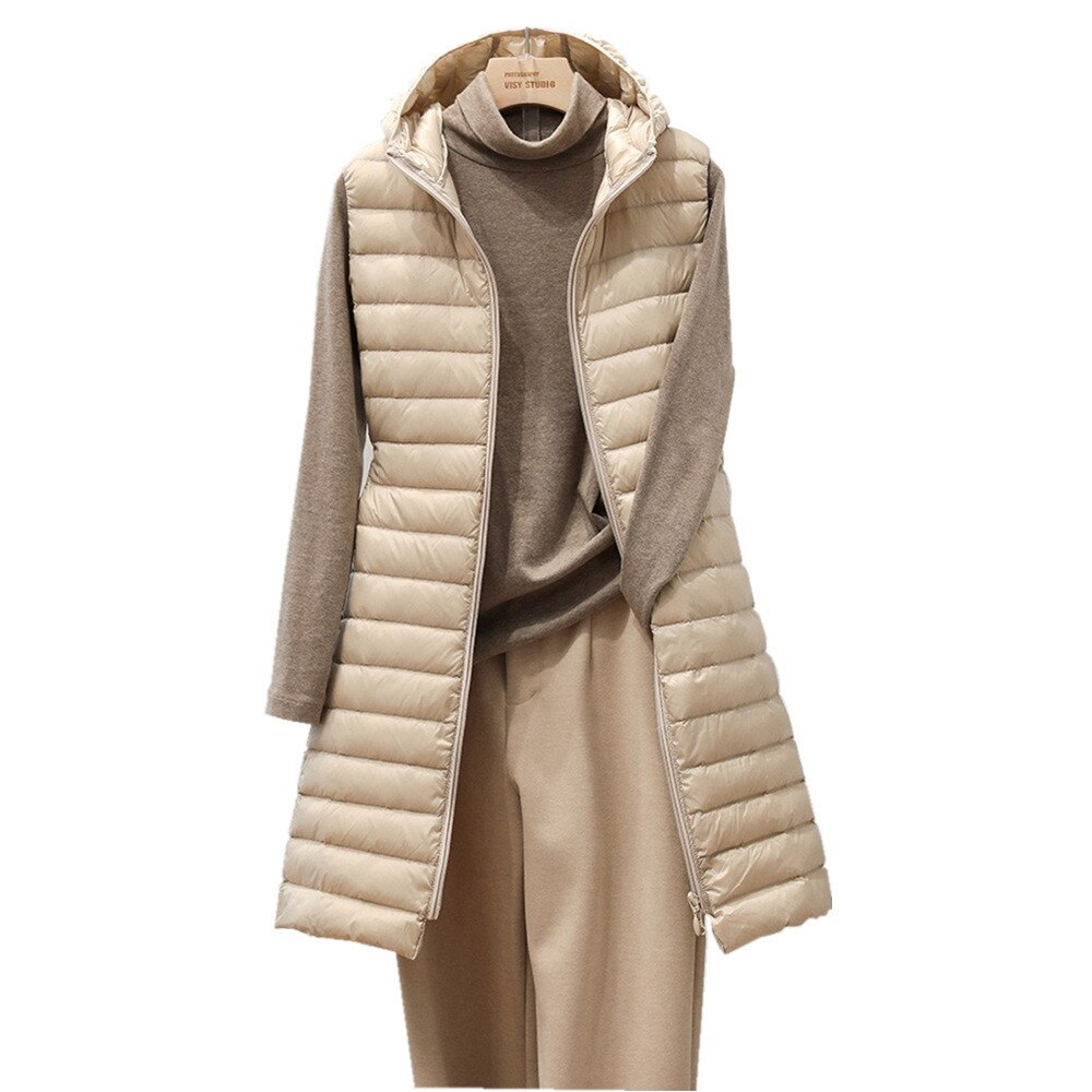 Long Padded Sleeveless Vest-outerwear > vest-Laventaire-Laventaire