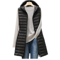 Long Padded Sleeveless Vest-outerwear > vest-Laventaire-Black-M-Laventaire