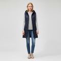 Long Padded Sleeveless Vest-outerwear > vest-Laventaire-Navy Blue-M-Laventaire