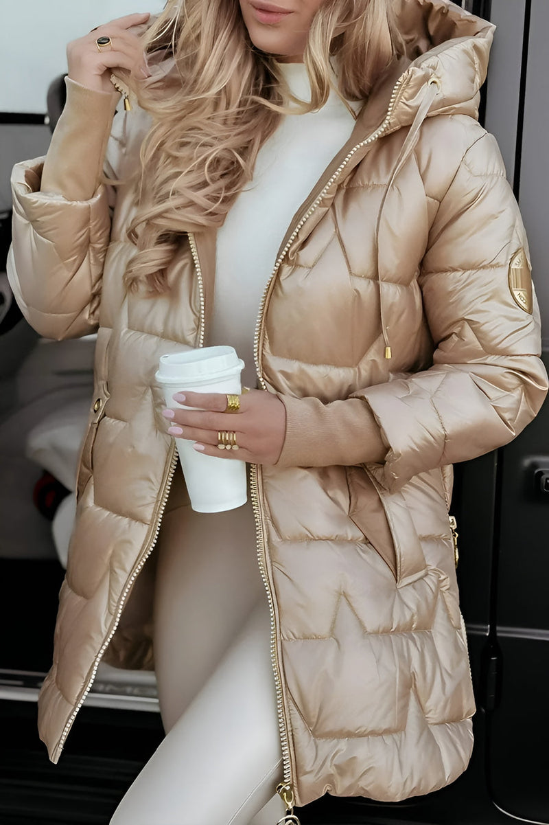 Long Quilted Casual Jacket-outerwear > jackets > quilted jackets-Laventaire-Laventaire