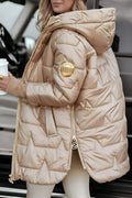 Long Quilted Casual Jacket-outerwear > jackets > quilted jackets-Laventaire-Laventaire