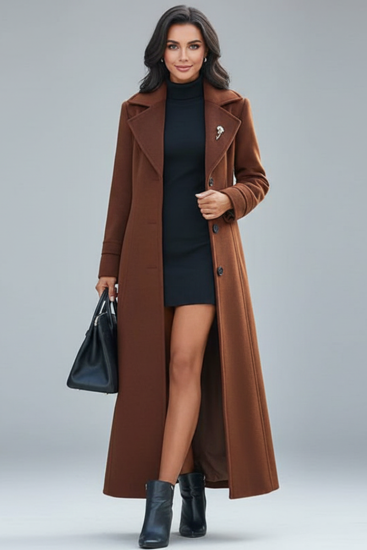 Long Shawl Collar Coat-coats > long coats-Laventaire-Laventaire