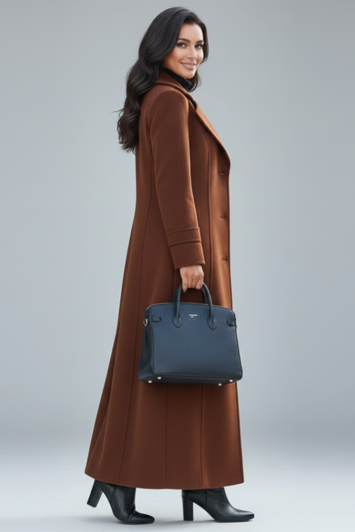 Long Shawl Collar Coat-coats > long coats-Laventaire-Laventaire