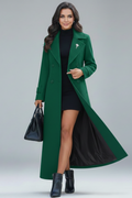 Long Shawl Collar Coat-coats > long coats-Laventaire-Green-S-Laventaire