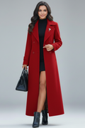 Long Shawl Collar Coat-coats > long coats-Laventaire-Red-S-Laventaire