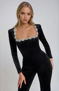 Long Sleeve Black Jumpsuit Fit-jumpsuits > long sleeve jumpsuit-Laventaire-Laventaire