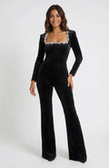 Long Sleeve Black Jumpsuit Fit-jumpsuits > long sleeve jumpsuit-Laventaire-Black-S-Laventaire