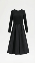 Long Sleeve Black Midi Dress-dresses > midi dress-Laventaire-Laventaire
